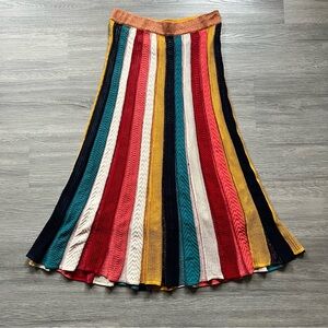 Farm Rio Multi-Color Striped Crochet Knit Maxi Skirt